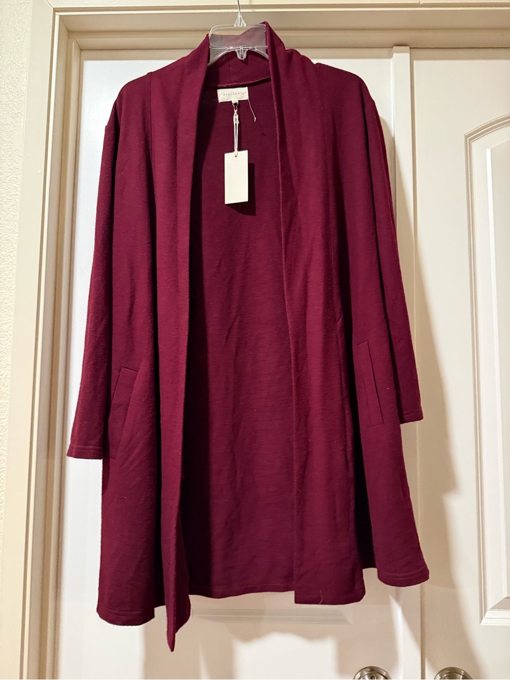 NWT Melloday Women's Open-Front Long Cardigan Sweater - Burgundy Size S